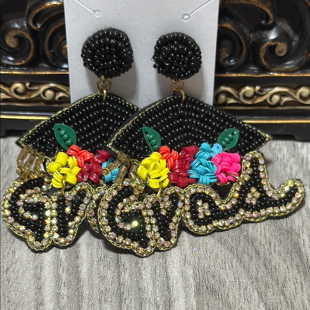 Colorful Beaded Graduation Earrings